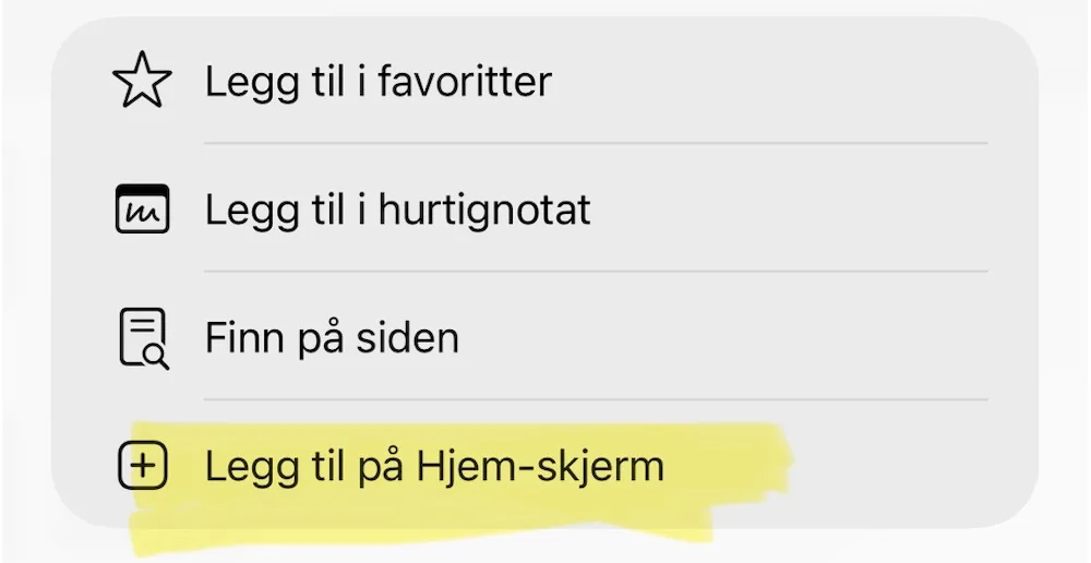 Legg oss til på hjemskjermen
